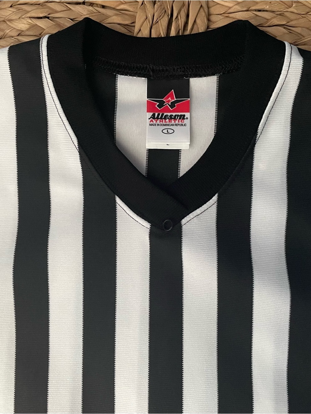 Alleson Athletic Men's Black & White Striped Referee Jersey